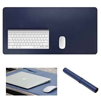 Yikda Extended leather Mouse Pad / Mat, Large Office Writing Gaming Desk Computer leather Mat Mousepad,Waterproof,Ultra Thin 1.2mm - 31"x15.5" (Blue)