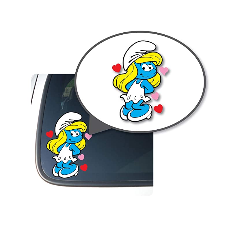 Smurfette with Hearts Printed Die-cut Vinyl Sticker for Cars/Trucks/Laptops and More!