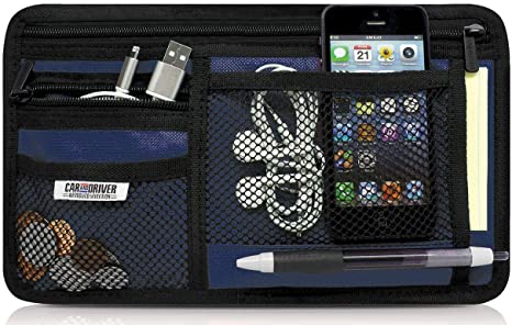 Car and Driver Sun Visor Organizer - 6 Compartment - Easy Installation and Universal Fit - Stores Phones, Pens, Passes, Change, Coins, More