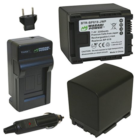 Wasabi Power Battery and Charger Kit for Canon BP-819, VIXIA HF10, HF11, HF20, HF21, HF100, HF200, HF G10, HF M30, HF M31, HF M32, HF M40, HF M41, HF M300, HF M400, HF S10, HF S11, HF S20, HF S21, HF S30, HF S100, HF S200, HG20, HG21, HG30, XA10