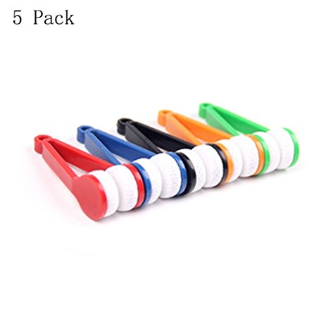 Generic Soft Brush Cleaning Tool Mini Microfiber Glasses Eyeglasses Cleaner Cleaning Clip Random Color Pack of 5