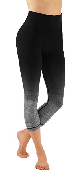 Pro Fit Women`s Yoga Capri Pants Ombre Print Body-Shaping Full Length Workout Leggings