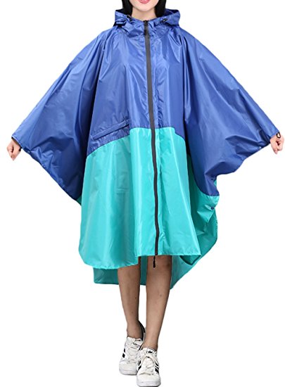 LINENLUX Rain Poncho Jacket Coat For Adults Hooded Waterproof With Zipper Outdoor