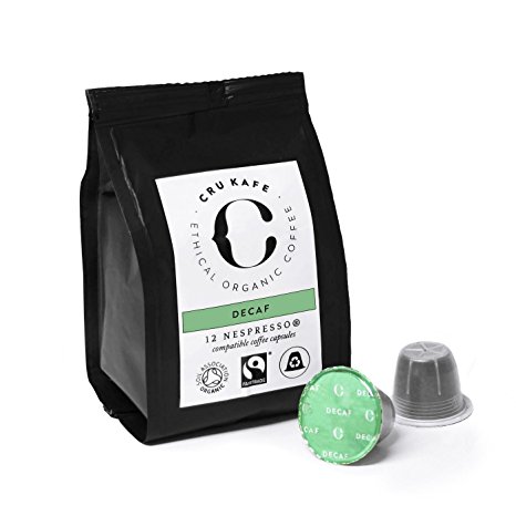 CRU Kafe Fairtrade Organic Coffee Capsules Nespresso Compatible - Decaffeinated (48 pods)