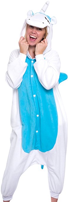 Silver Lilly Unisex Adult Pajamas - Plush One Piece Cosplay Unicorn Animal Costume