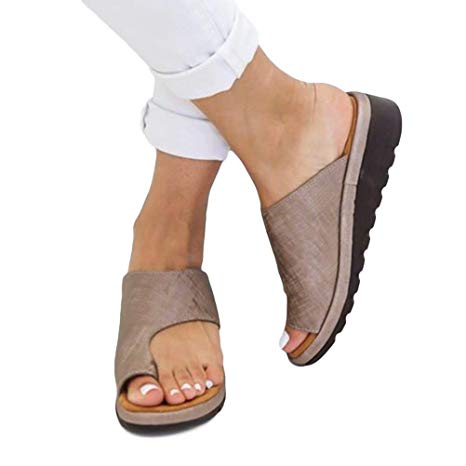 2019 New Women Sandal Comfy Platform Fashion Sandal Shoes Summer Beach Travel Shoes Soft Slides Slippers Sandal Toe Platform Flip Flop Shoes Khaki