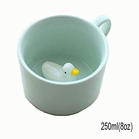 Coffee Milk Tea Ceramic Mugs - 3D Animal Morning Cup Best Gift for Morning Drink,and Weddings, Birthdays,Father's Day (Duck)