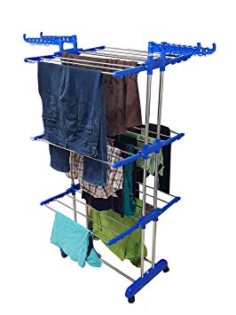SUNDEX Heavy Duty Stainless Steel Double Pole Foldable Cloth Dryer/Clothes Drying Stand