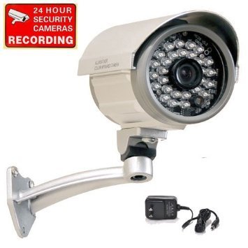 VideoSecu Bullet Security Camera Built-in 1/3" SONY CCD Outdoor Indoor Weatherproof Night Vision IR Infrared CCTV Camera with Free Power Supply C67