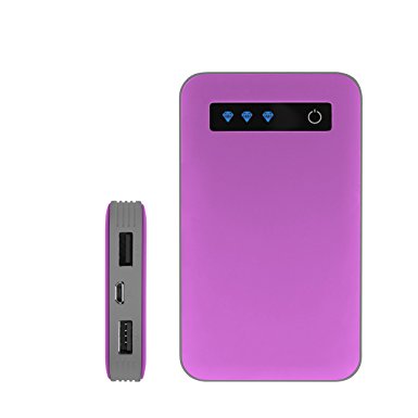 P26 Ijoy Portable Charger Ultra-Slim 10000mAh Power 10K Power Bank for iPhone, iPad Mini, Samsung Galaxy, Nexus, HTC, Tablets (Gray/Purple PWW-10K-GRPP)