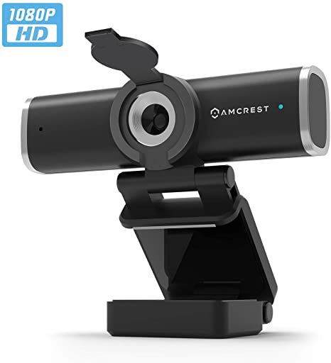 Amcrest 1080P Webcam with Microphone & Privacy Cover, Web Cam USB Camera, Computer HD Streaming Webcam for PC Desktop & Laptop w/Mic, Wide Angle Lens & Large Sensor for Superior Low Light (AWC195-B) (Renewed)