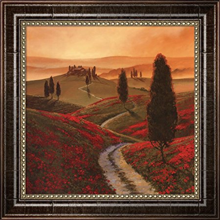 Poppies by Thomas McGrath Framed Art Print Wall Picture, Walnut Brown Frame with Hanging Cleat, 15 x 15 inches