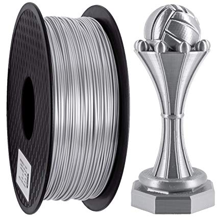 PLA Filament 1.75mm, GEEETECH Silk PLA 3D Printer Filament, Silk Silver, 1kg Spool, Dimensional Accuracy  /- 0.03mm