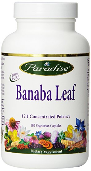 Paradise Herbs Banaba Leaf 1.5% Corosolic Acid Vegetarian Capsules, 180 Count