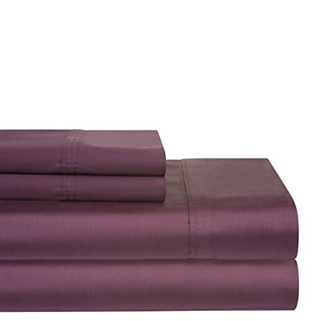 Pointehaven 400 TC Deep Pocket 100-Percent Pima Cotton Sheet Set, Plum, Cal King