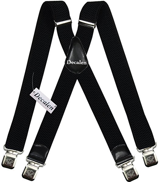 Mens braces wide adjustable and elastic suspenders X shape with a very strong clips Heavy duty