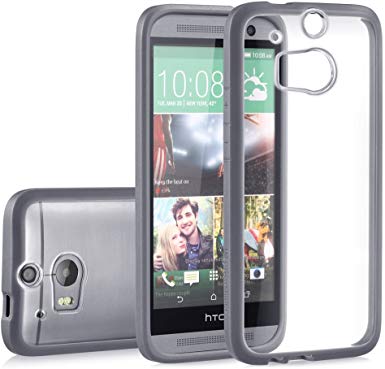 GreatShield® HTC One M8 Case [Retain Hybrid] [Transparent Back] Ultra Slim Fit Protective Bumper Case Cover for HTC One M(8) 2014 (GunMetal Gray)