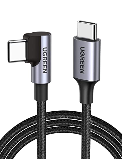 UGREEN USB C USB C Kabel 60W Winkel Power Delivery USB C USB C Kabel 90 Grad 3A/20V kompatibel mit Galaxy Note20 S21 S20 A52 Mi 10T, iPad Air 2020, iPad Pro 2020, XPS 13, MacBook Air usw. (0.5m)