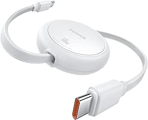 Baseus Câble USB C, 60 W PD 5 A QC 4.0, mini, de charge rapide, rétractable, USB C vers USB C, longueur préréglée à 4 niveaux, pour iPhone 15, Samsung, iPad, facile à ranger, portable