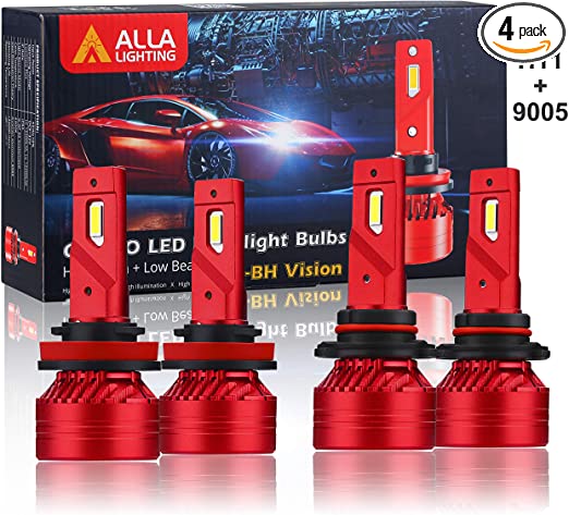 Alla Lighting HB3 9005 High Beam H9 H11 Low Beam LED Headlights Bulbs Combo Conversion Kits FL-BH Xtreme Super Bright 6000K Xenon White