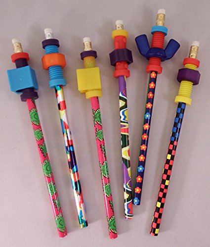 Pencil Finger Fidget Toppers with Pencils (Set of 6 Assorted)