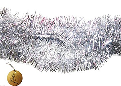 Rimobul Elegant Sparkly Hanging Tinsel Garland- 3 Pcs, 3 Inch x 6 Feet (Silver)