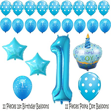 1st Birthday Boy Balloons Set - BONUS - Printable Party Planner and Checklists