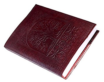 QualityArt Handmade Leather Refillable Journal Celtic Tree Of Life Bound Diary Emboss Sketchbook Travel Blank Book 10x7 Inches Brown Christmas gifts