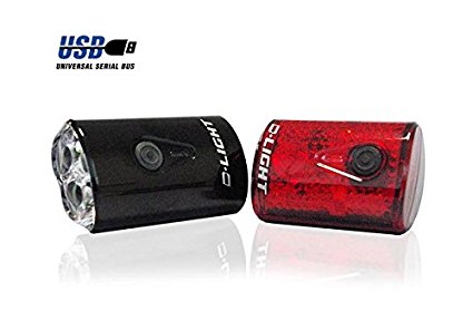 EyezOff USB Rechargeable LED Bicycle Lights Front/Rear Set
