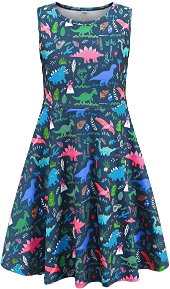 Fiream Summer Dresses for Girls, Sleeveless Casual Party Sun Dress