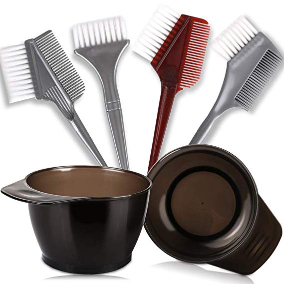 Salon Coloring Brush, YGDZ Hair Dye Bowl and Brush Set, 4pcs Dye Brush & Comb, 2pcs Mixing Bowls, Professional Tint Tools