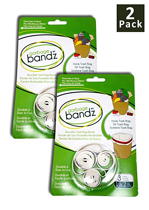 Garbage Bandz Reusable Elastic Rubber Bands For Trash Cans, 2-Pack (6 Pieces)