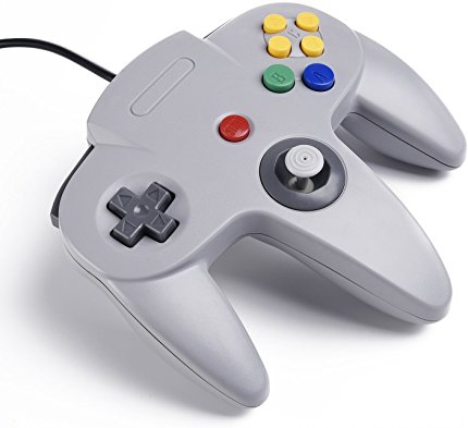 Classic N64 Controller Diswoe Wired Controllers for PC and Mac- Gray