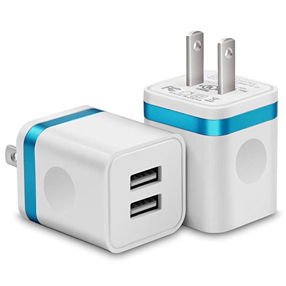 USINFLY USB Wall Charger, UL Certified 2-Pack 2.1A/5V USB Plug Dual Port Charger Block Power Adapter Charging Cube Compatible with iPhone 8/7/6S/6S Plus, X Xs Max XR, Samsung, HTC, LG, Moto, and More