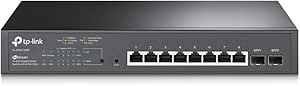 TP-Link SG2210MP JetStream 10-Port Gigabit Smart Switch with 8-Port PoE , 2 SFP slots (150 W, Rackmount), Black