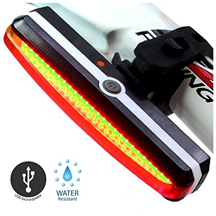 Sunspeed LED Rear Bike Light - USB Rechargeable and Super Bright - Easy Install & Fast release - 6 Light Modes - Fits Various Bicycles - Water resistant - Micro USB Charging Cable Included - Increase Safety & Visibility