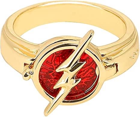 Flash Ring The Flash Season 5 Cosplay Accessories Gloden with Red Zinc Alloy for Men Women Boys