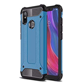 Xiaomi Mi 8 Case, Ranyi [Premium Hybrid Protection] [Metal Texture] [Shock-Proof] Dual Layer Rugged 360 Degree Full Body Protective Case Cover for Xiaomi Mi 8 (2018 Release), blue