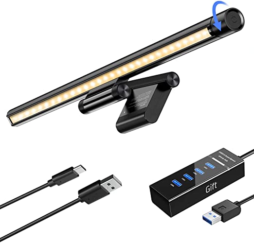 Computer Monitor Light,Splaks 18.3inch USB E-Reading LED Desk Lamp,Clip On Computer Monitor Light Bar,No Screen Glare Stepless Dimming,Adjustable Brightness and Color Temperature Office Home Lamp