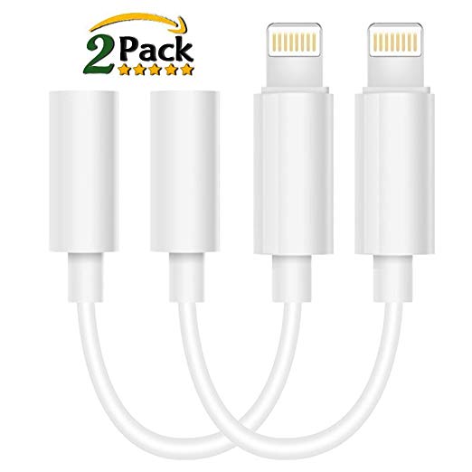 Headphone Jack Adapter, Dopoo Earphone Connector to 3.5mm Audio Adapter Earphone Extender Compatible with 7/7 Plus, Not for 8/X [2 Pack]-U4