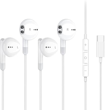 2 Pack USB C Headphones, Type C Earphones for Samsung S21 S22 Ultra 5G USB C Earbuds HiFi Stereo Digital DAC Earphone Mic Wired Headphone for Android Smartphone Galaxy S20 FE Note 20 Pixel 7 Pro 6 5
