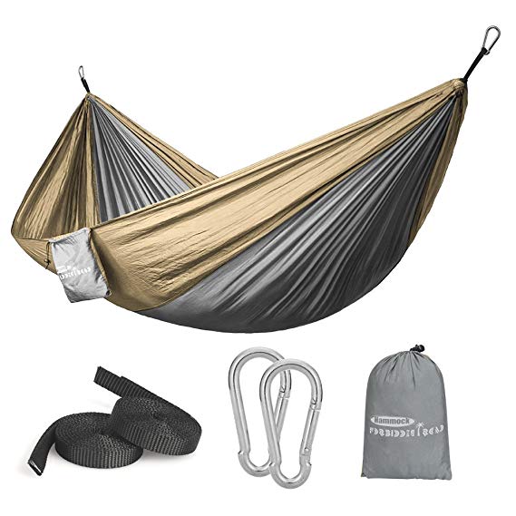 Forbidden Road Hammock Single Double Camping Lightweight Portable Parachute Hammock For Outdoor Hiking Travel Backpacking - Nylon Taffeta Hammock Swing - Support 400lbs Ropes Carabiners 11 Colors