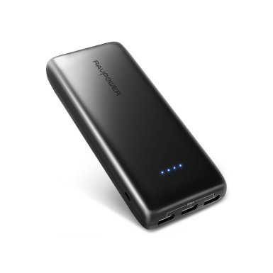 Portable Charger RAVPower 22000mAh 5.8A Output 3-Port Power Bank External Battery Pack (2.4A Input, Triple iSmart 2.0 USB Ports, High-density Li-polymer Battery) For Phones Tablets and More - Black