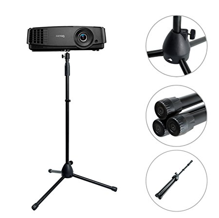 Projector Stand ,Portable Adjustable Tripod Mount Floor Stand Holder with 360°Swivel Ball Head for Mini Projector ,Camera , Webcam , Gopro ( Height 29.5" to 55.1")
