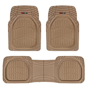 Motor Trend FlexTough Contour Liners - Heavy Duty Deep Dish Rubber Floor Mats in Beige Tan