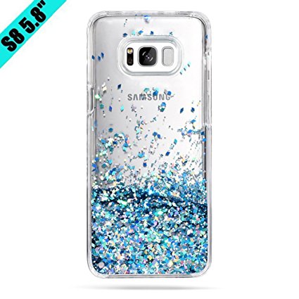 Galaxy S8 Case, Caka Galaxy S8 Glitter Case [Liquid Series] Luxury Fashion Bling Flowing Liquid Floating Sparkle Glitter Girly TPU Bumper Case for Samsung Galaxy S8 - (Blue)