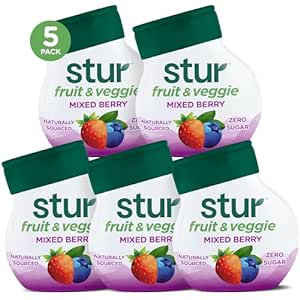 Stur Liquid Water Enhancer | Mixed Berry   Fruit & Veggie | Naturally Sweetened | High in Vitamin C & Antioxidants | Sugar Free | Zero Calories | Keto | Vegan | 5 Bottles, Makes 120 Drinks