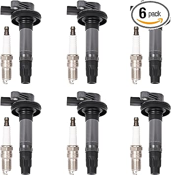 Set of 6 Ignition Coil Pack and Spark Plugs Fits for 3.7 3.5 V6 Ford Edge Flex Taurus Lincoln MKS MKT MKZ MKX Mercury Sable 2008 2009 2010 2011 2012 2013 2014 2015 2016 UF553 5019