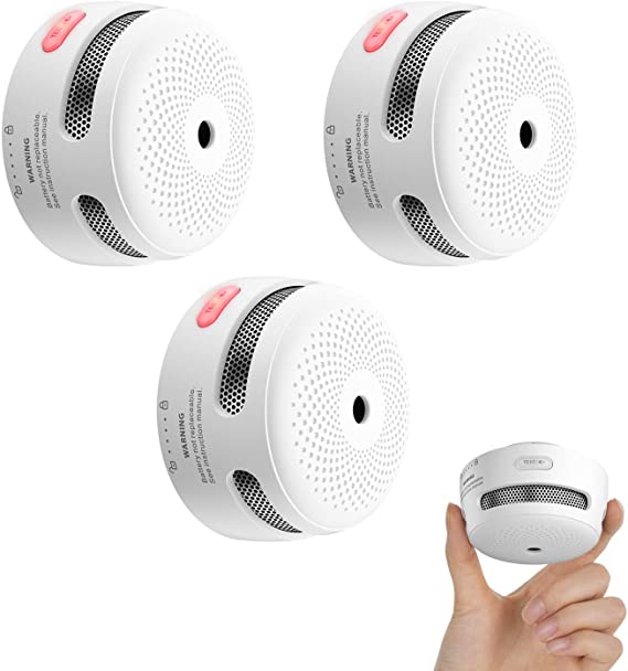 X-Sense Mini Smoke Alarm, 10-Year Battery Fire Alarm Smoke Detector with LED Indicator & Silence Button, Compliant with UL 217 Standard, XS01, 3-Pack