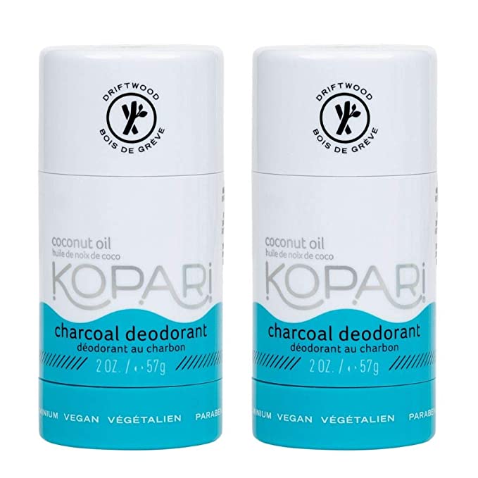 Kopari Aluminum-Free Deodorant Charcoal | Non-Toxic, Paraben Free, Gluten Free & Cruelty Free Men’s and Women’s Deodorant | Made with Organic Coconut Oil | 2 Pack, 2.0 oz